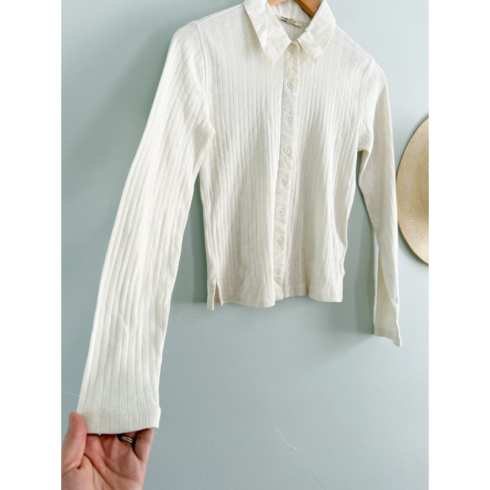 Madewell | NWT Pointelle-Knit Cardigan Top Vintage Ivory | Sz XS - Picture 3 of 10